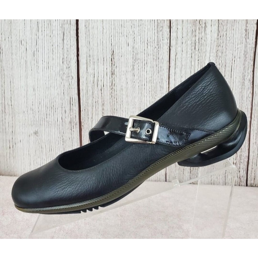 ASGI Splendor Buckle Mary Jane Black Leather Shoes Sz.6M